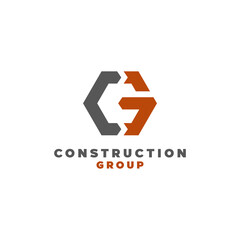 Poster - abstract CG initials logo, C and G letter symbols for construction