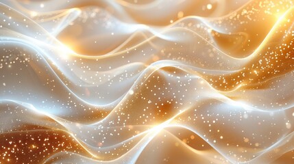 Fototapete - Elegant golden background with soft lines and waves, creating an atmosphere of luxury and sophistication. The light beige color adds elegance, highlighting gold accents that add a glittering effect.