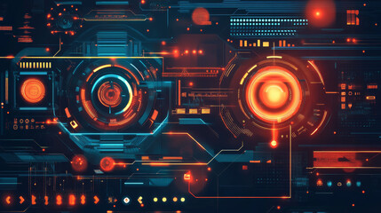 Poster - Abstract technology posters. Science future innovation concept. Space shapes and planets in blue-purple. Futuristic abstract backgrounds for book cover design. Digital low-poly fiction flyer template.