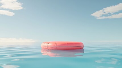 Wall Mural - pool raft floating gently in a calm swimming pool on a sunny day