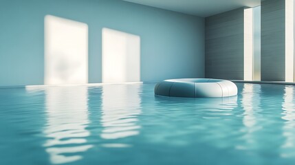 Wall Mural - pool raft floating gently in a calm swimming pool on a sunny day