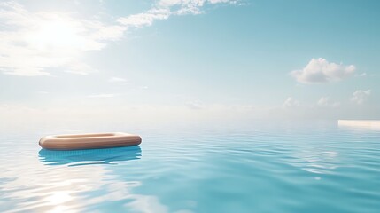 Wall Mural - pool raft floating gently in a calm swimming pool on a sunny day