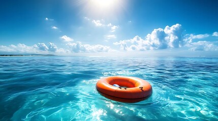 Wall Mural - relaxing pool raft drifting on clear blue water under the bright sun