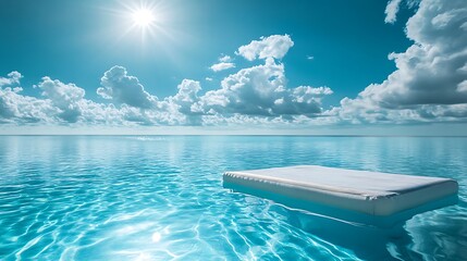 Wall Mural - pool raft on a crystal-clear swimming pool reflecting the bright sunny sky