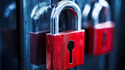 Poster - Abstract technology hexagon digital cyber security privacy information network concept padlock protection digital network internet link on hi tech blue future background