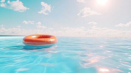 Wall Mural - a calm pool raft floating on a serene swimming pool with sunny weather