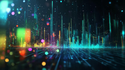 Poster - Financial data document graph chart report statistic marketing research development  planning management strategy analysis accounting. Financial business technology hologram concept. 3d rendering.