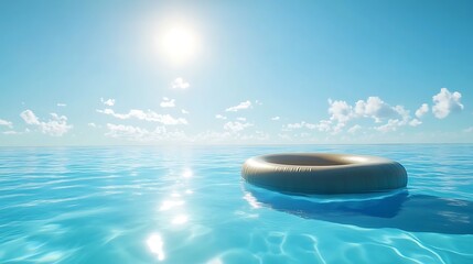 Wall Mural - tranquil swimming pool with a pool raft floating under the bright warm sun