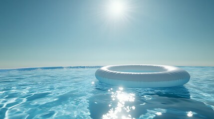Wall Mural - floating pool raft in the center of a sparkling swimming pool under the sun