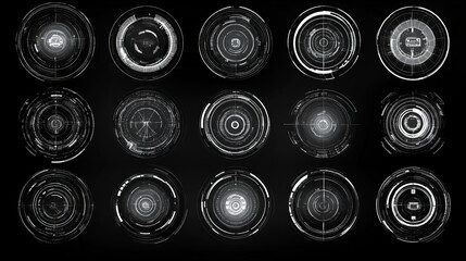 Poster - Set of Circle Abstract Digital Technology UI Futuristic HUD Virtual Interface Elements Sci- Fi Modern User For Graphic Motion, Theme Technology, Game Control,  Elements of Background Hi-tech or Design