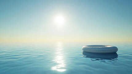 Wall Mural - bright sun and a pool raft floating on the shimmering surface of a tranquil swimming pool