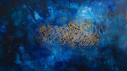 Poster - Blue abstract image that is futuristic with finger prints concept. Theft detection Prevention of cyber threats That is using security systems by scanning the fingerprint.