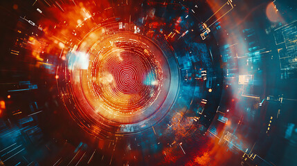 Poster - Blue abstract image that is futuristic with finger prints concept. Theft detection Prevention of cyber threats That is using security systems by scanning the fingerprint.