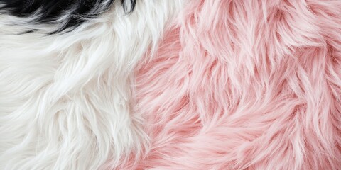 Leinwandbilder - Fur in white, pink, and black hues beautifully contrasts against a soft beige background, creating an eye catching visual perfect for showcasing unique fur textures and colors.