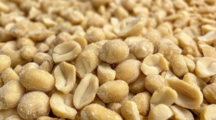 Poster - Peeled roasted peanuts displayed up close offer a detailed view showcasing the texture and color of peeled roasted peanuts in a visually appealing manner. Enjoy the delightful allure of peeled roasted
