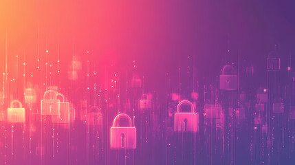 Poster - abstract technology cyber security privacy information network concept padlock protection digital ne