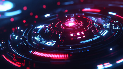 Poster - abstract technology ui futuristic concept hud interface hologram elements of digital data chart, communication, computing and circle percent vitality innovation on hi tech future design background