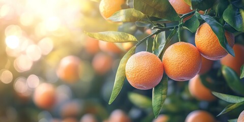 Poster - Fresh tangerines hanging on a vibrant tangerine tree, showcasing the luscious fruits of a tangerine tree ready for harvest, highlighting the beauty of nature s bounty of tangerines.