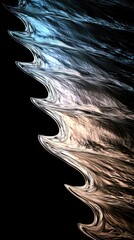 Poster - Rippling silky silver waves dark background abstract art serene environment close-up view fluid dynamics concept