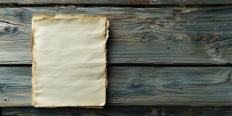 Leinwandbilder - Old paper mock up placed on a wooden background, featuring empty templates for various creative uses. This old paper provides a versatile blank canvas for designers.