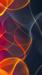 Poster - Dynamic overlapping glowing lines and spheres blending in abstract graphic art dark background digital design