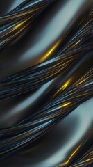 Poster - Sleek silver spirals twisting into glowing reflections abstract digital art dark background modern design high contrast