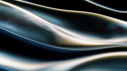 Poster - Flowing sleek navy and silver ribbons abstract minimalistic design digital artwork dark background artistic perspective