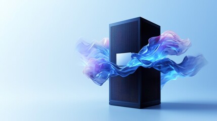 Poster - Firewall protection concept with digital waves abstract environment technology visuals creative design