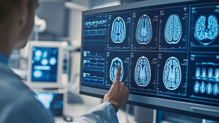 Aufkleber - abstract technology science concept protection shield digital : hud interface elements of medicine analysis fingerprint,brain,DNA and percent vitality innovation on hi tech future design background