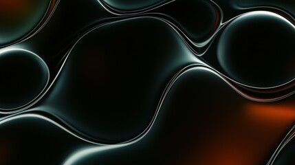 Poster - Moody soft illuminated gradients on black spheres abstract art modern design digital environment close-up view