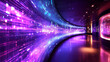 © Hikmet - AI colorful and neon light purple and blue wave on circle digital and Technology Background with Computer Systems light blue.beautiful sparkling light futuristic