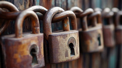 Poster - abstract technology cyber security privacy information network concept padlock protection digital ne