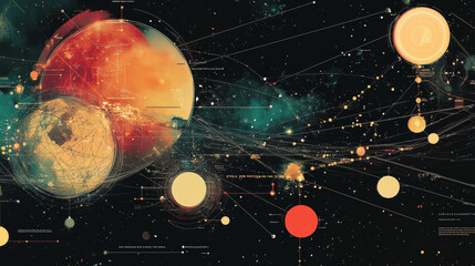 Poster - modern abstract network science connection technology internet and graphic design. on hi tech future