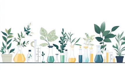 Poster - A laboratory featuring eco-friendly beakers, plants, and green chemistry tools, symbolizing sustainability in science, set against a pure white background