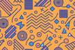 © kokoto - Colorful abstract shapes in a hand-drawn seamless geometric pattern design.
