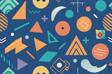 Wall Mural - seamless artistic doodle pattern featuring creative and stylish hand-drawn elements.