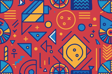 Wall Mural - unique hand-drawn doodle pattern with abstract and whimsical seamless design.