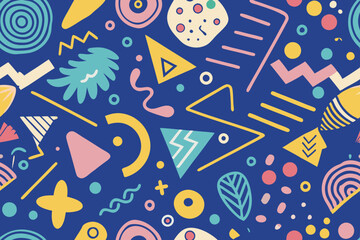 Wall Mural - colorful doodles geometric shapes seamless pattern