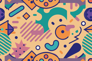 Wall Mural - playful and creative doodle seamless pattern with intricate repeating designs.