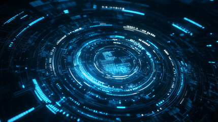 Poster - Abstract circle circuit board speed futuristic modern on blue background for entering topics and information