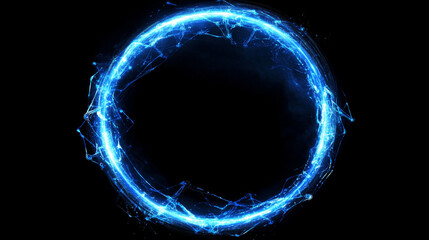 Poster - Abstract Circle Digital Circuit Concept Light Circle Network Blue Digital Copy Space for Text Wallpaper Background Futuristic Modern.