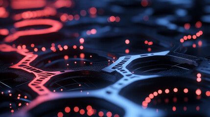 Poster - abstract digital circle internet connection online concept circle polygon connected background blue 