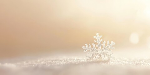 Wall Mural - a solitary, pure white snowflake rests against a soft, light backdrop, showcasing its unique and del