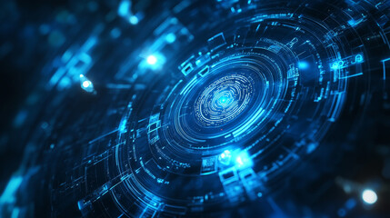 Poster - Blue abstract image that is futuristic with finger prints icons concept. Theft detection Prevention of cyber threats That is using security systems by scanning the fingerprint.