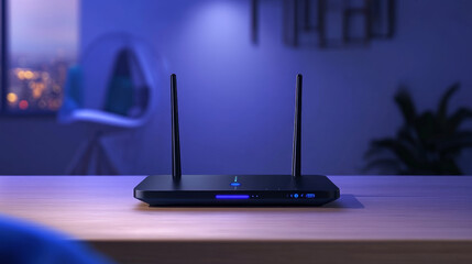 Poster - Abstract Wireless Internet Fiber High Speed 5G or 6G Fast Connection On Blue Background Futuristic Modern Hi-Tech