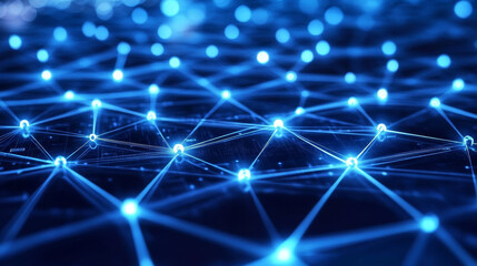Poster - Abstract Circle Digital Circuit Concept Light Circle Network Connection Blue Digital Copy Space for Text Wallpaper Background Futuristic Modern.