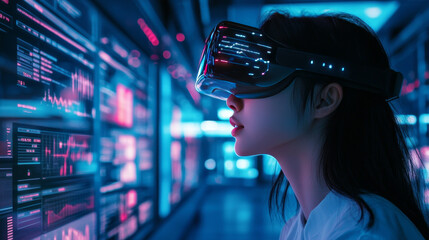 Poster - abstract technology ui futuristic concept hud interface hologram elements of digital data chart, communication, computing and circle percent vitality innovation on hi tech future design background