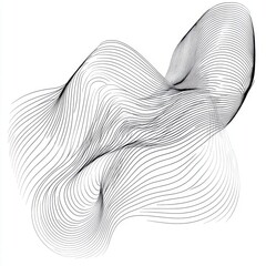 Poster - Abstract black line art creating a dynamic, flowing wave-like structure against a white background.