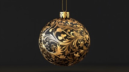 shiny gold ornament isolated on transparent background