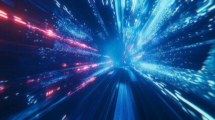 Poster - Abstract background technology motion speed light blue high speed light effect motion high speed movement Futuristic on hi-tech blue background.
